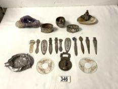 MIXED ITEMS SILVER AND WHITE METAL WITH AMETHYST AND MOTHER OF PEARL