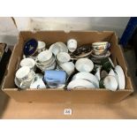 DOULTON " BERKSHIRE PATTERN " PART TEA SET, QUIMPER CUPS AND SAUCERS, AND OTHER PORCELAIN CUPS AND