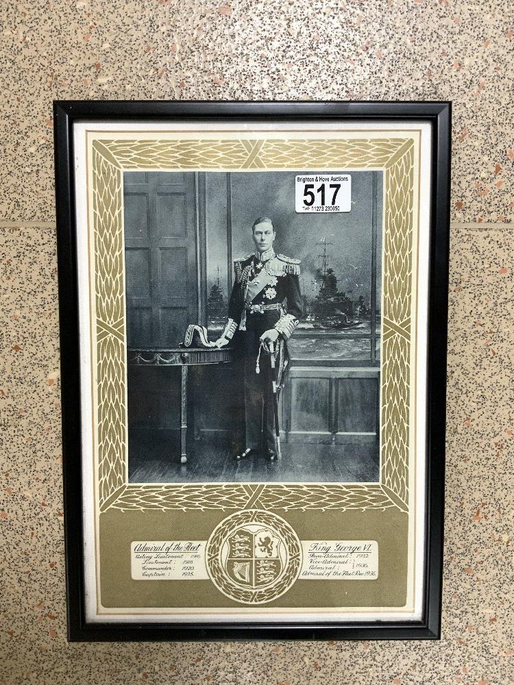 KING GEORGE V1 FRAMED AND GLAZED PRINT 38 X 27CM