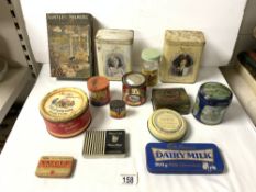 VINTAGE SWEET AND OTHER TINS - BARKER DOBSON TELEVISION SELECTION, CADBURYS DAIRY MILK AND OTHERS.