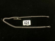 HALLMARKED SILVER WATCH CHAIN; 50CM; 37.4 GRAMS