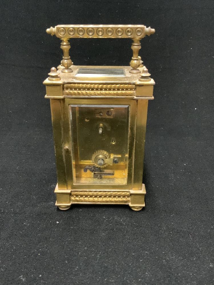 ORNATE FRENCH BRASS CARRIAGE CLOCK; DIAL A/F. - Image 3 of 4