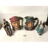 TWO DOULTON FIGURES - THE BATCHELOR HN2323; TWILIGHT HN2256 AND 2 DOULTON CHARACTER MUGS; LUMBERJACK