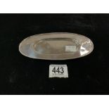 STERLING SILVER OVAL DISH WITH RAISED BORDER; 18.5CM; 65 GRAMS