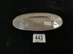STERLING SILVER OVAL DISH WITH RAISED BORDER; 18.5CM; 65 GRAMS
