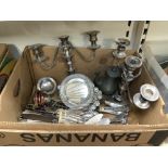 CANTEEN OF FRENCH ORNATE SILVER-PLATED CUTLERY, PAIR OF SILVER-PLATED CANDELABRA AND QUANTITY OF