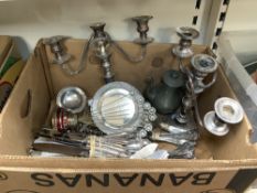 CANTEEN OF FRENCH ORNATE SILVER-PLATED CUTLERY, PAIR OF SILVER-PLATED CANDELABRA AND QUANTITY OF