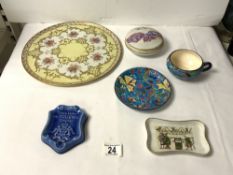 FRENCH PORCELAIN - LONGWY CUP AND SAUCER A/F, LIMOGES POT AND SMALL TRAY, SMALL DISH, AND A CIRCULAR