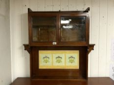 ARTS'N'CRAFTS MAHOGANY WALL UNIT WITH TILES AND GLAZED FRONT 86 X 88CM