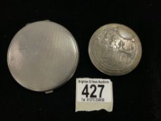 HALLMARKED SILVER ART DECO COMPACT BY WILLIAM SUCKLING LTD WITH A CONTINENTAL SILVER COMPACT OF