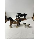 BESWICK FIGURE - BLACK BEAUTY AND FOAL AND TWO OTHER BESWICK HORSES.