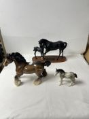BESWICK FIGURE - BLACK BEAUTY AND FOAL AND TWO OTHER BESWICK HORSES.