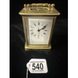 A FRENCH BRASS CARRIAGE CLOCK.
