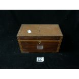 VICTORIAN MARQUETRY STATIONARY BOX; 23CM