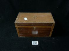 VICTORIAN MARQUETRY STATIONARY BOX; 23CM