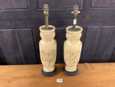 PAIR OF ORIENTAL STYLE RESIN TABLE LAMPS 53CM
