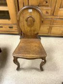 VICTORIAN HALL CHAIR STAMPED JHL ON UNDERSIDE