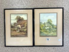 TWO FRAMED PRINTS OF RURAL SCENES. S STANNARD, 20X26 CMS.