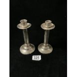 PAIR ART DECO HALLMARKED SILVER CIRCULAR CANDLESTICKS CHESTER DATED 1920 BY ROBERT PRINGLE AND