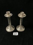 PAIR ART DECO HALLMARKED SILVER CIRCULAR CANDLESTICKS CHESTER DATED 1920 BY ROBERT PRINGLE AND