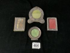 FOUR SMALL HALLMARKED SILVER PHOTO FRAMES LARGEST 10 X 10CM
