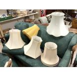 FIVE LAMP SHADES INCLUDES A VINTAGE SILK SHADE