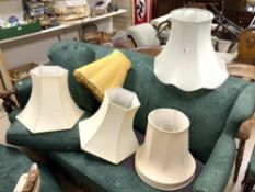 FIVE LAMP SHADES INCLUDES A VINTAGE SILK SHADE