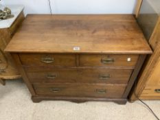 A LATE VICTORIAN WALNUT 4 DRAWER CHEST OF DRAWERS, 100X52X76 CMS.