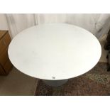 A MID-CENTURY TULIP DESIGN CIRCULAR DINING TABLE WITH AN ALUMINIUM BASE BY ARKANA POSSIBLY BY