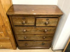 VICTORIAN MAHOGANY TWO OVER THREE CHEST OF DRAWERS 105 X 48 X 116CM