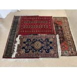 FOUR VINTAGE RUGS / CARPETS LARGEST 163 X 93CM