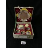 BOXED CHINESE SILVER AND PORCELAIN TEA SET