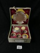 BOXED CHINESE SILVER AND PORCELAIN TEA SET