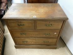 A LATE VICTORIAN ASH 4-DRAWER CHEST, 90X48X90 CM.