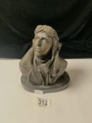 CAST METAL BUST OF A WW2 FIGHTER PILOT; 20CM