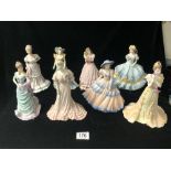 EIGHT COALPORT AGE OF ELEGANCE PORCELAIN FIGURES - PROMENADE, GALA OCCASION, MATINEE, SECRET