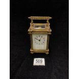 ORNATE FRENCH BRASS CARRIAGE CLOCK; DIAL A/F.
