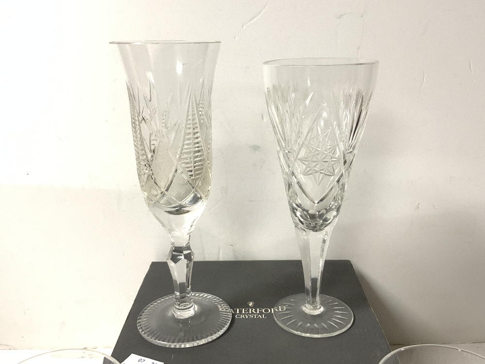 SET OF FOUR WATERFORD CRYSTAL CUT GLASS TUMBLERS, 2 CUT GLASS FLUTES AND 3 SHERRY GLASSES. - Image 3 of 5