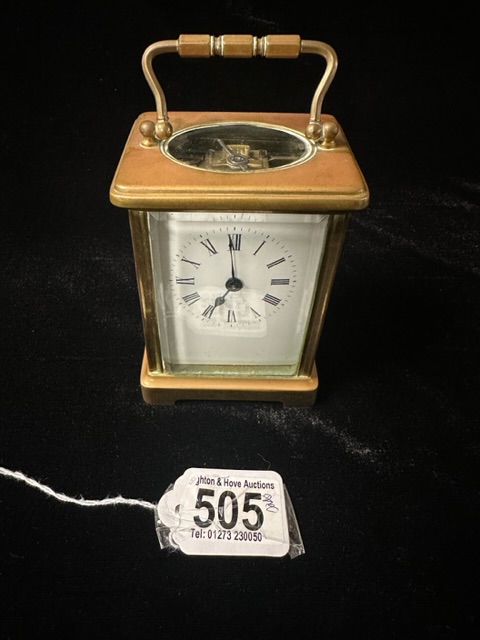 FRENCH BRASS CARRIAGE CLOCK.