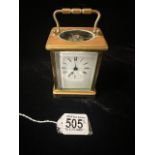 FRENCH BRASS CARRIAGE CLOCK.