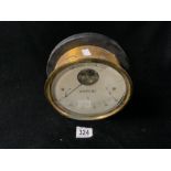 LARGE BRASS SURROUND PRESSURE GAUGE; 20CM DIAL