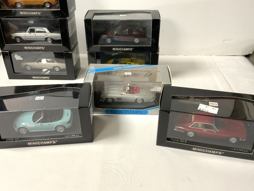 FOURTEEN MINICHAMPS BOXED CLASSIC CARS - MERCEDES 360 SL, 1974 FORD CAPRI ETC. - Image 4 of 5