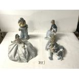 TWO LLADRO PORCELAIN FIGURES AND TWO NAO PORCELAIN FIGURES.