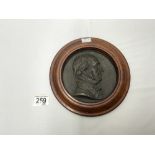 A CIRCULAR BRONZE PORTRAIT PLAQUE OF GLADSTONE; 15 CMS DIAMETER.