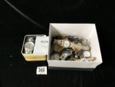 QUANTITY OF WATCHES, INCLUDES 18 CT HALLMARKED GOLD WRISTWATCH A/F, AND POCKET WATCHES, PARTS,