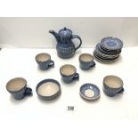 A STUDIO POTTERY TEA SET SIGNED WOLLASTON 1960.