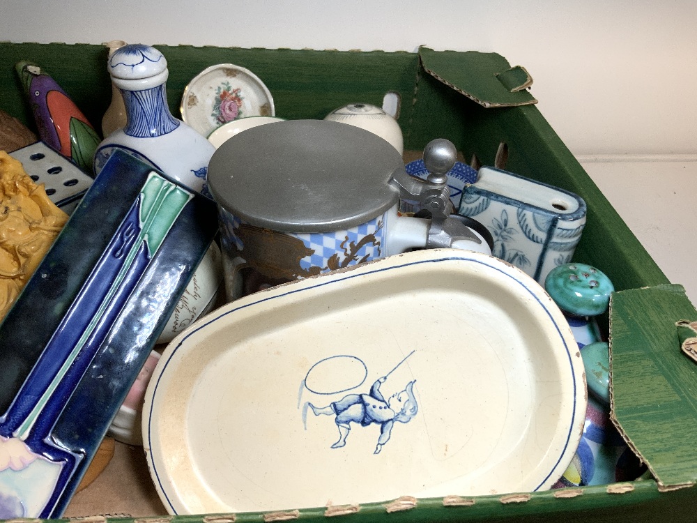 GERMAN PORCELAIN TANKARD WITH PORTRAIT OF LUDWIG III, WITH PEWTER LID, PORCELAIN COW CREAMER, AND - Image 3 of 6