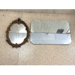 TWO VINTAGE WALL MIRRORS FRAMLESS AND GILDED