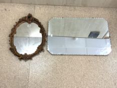 TWO VINTAGE WALL MIRRORS FRAMLESS AND GILDED