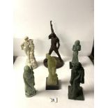 PORTMEIRION PARIAN WARE FIGURE CANDLSTICK, 26 CMS, SEVRES FIGURE OF A SAGE, A BRONZE EFFECT